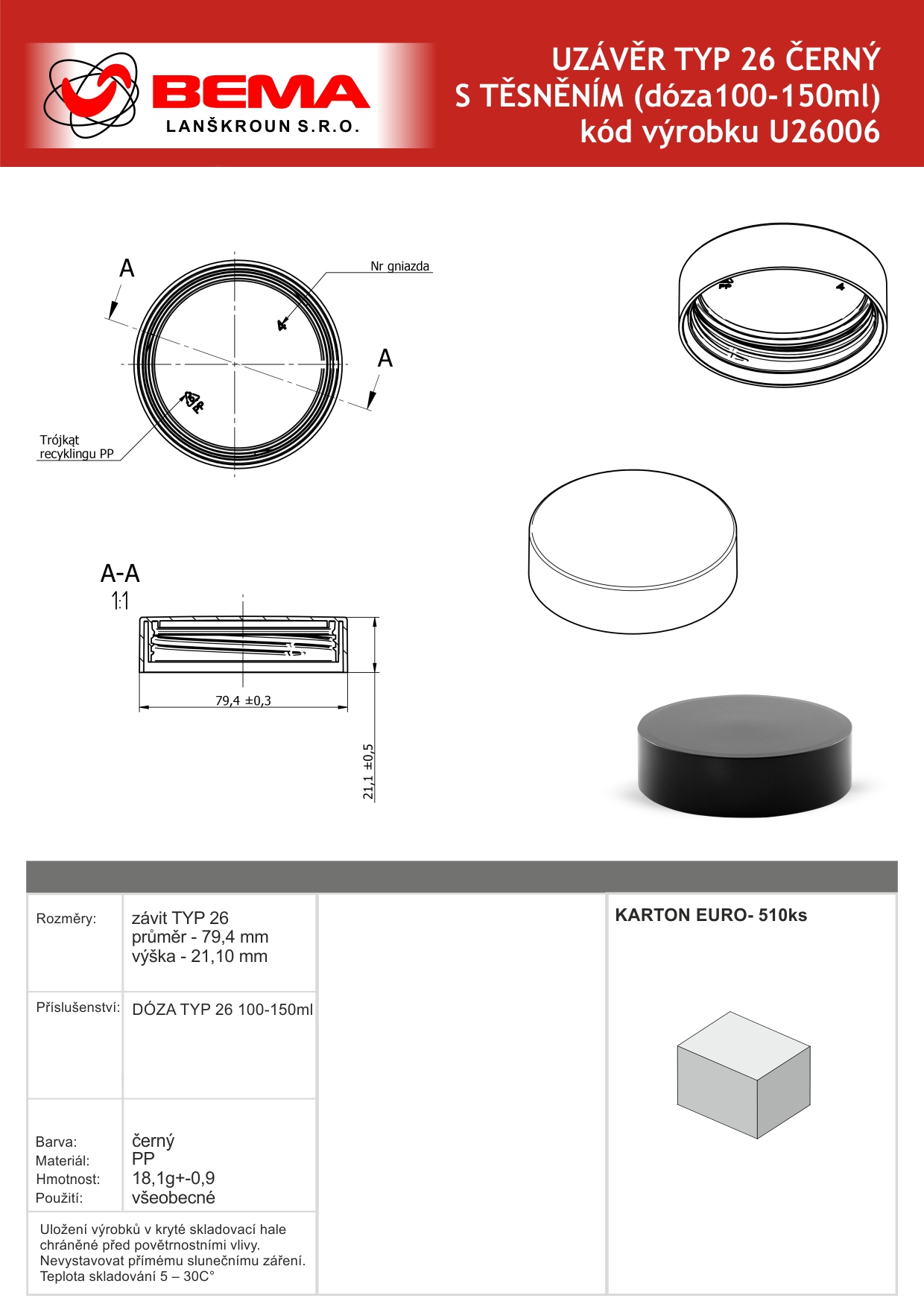 Uzávěry typ 26_ 100-150ml černý 14-10-2025
